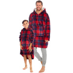 MINI ME Mens and Boys Matching Blanket Hoodie Red Check