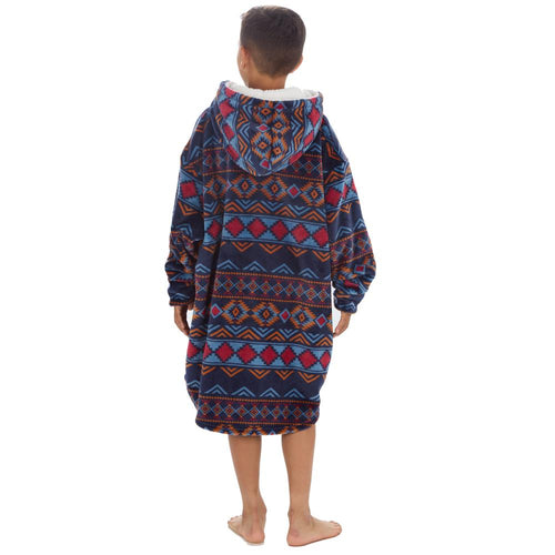 Boys Aztec Print Oversized Blanket Hoodie