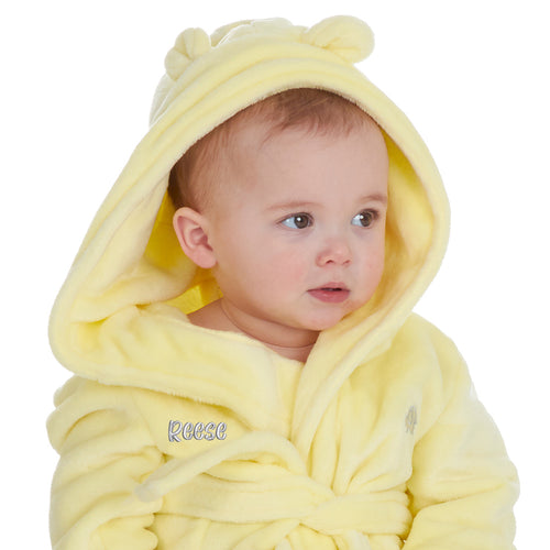 Personalised Baby Bear Ears Lemon Robe