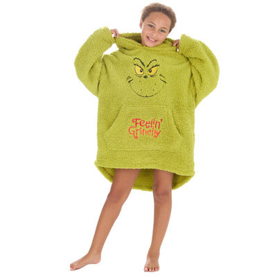 Girls Grinch Sherpa Blanket Hoodie