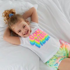 Girls Good Vibes' Tie Dye 2 Piece Pyjama Set