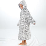 Girls Silver Leopard Oversized Blanket Hoodie