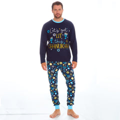 Mens Chanukah Theme Pyjamas Sets Navy	