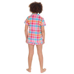 Girls Hot Pink Check Short Sleeved Pyjama Set