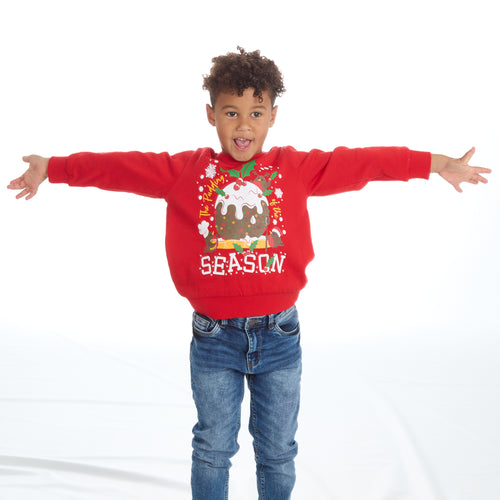 Infant Christmas Sweatshirt With Cuffed Hems Red