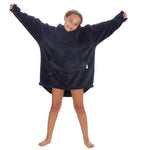 Girls Navy Blue Plain Oversized Blanket Hoodie