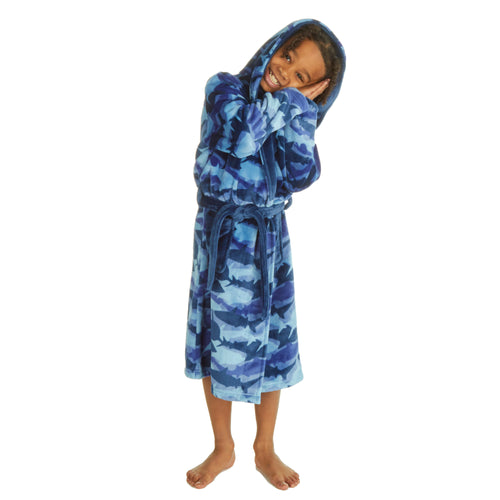 Baby Boys Blue Shark Camo Robe