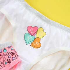 Girls 100% Cotton Hearts Briefs 5 Pack