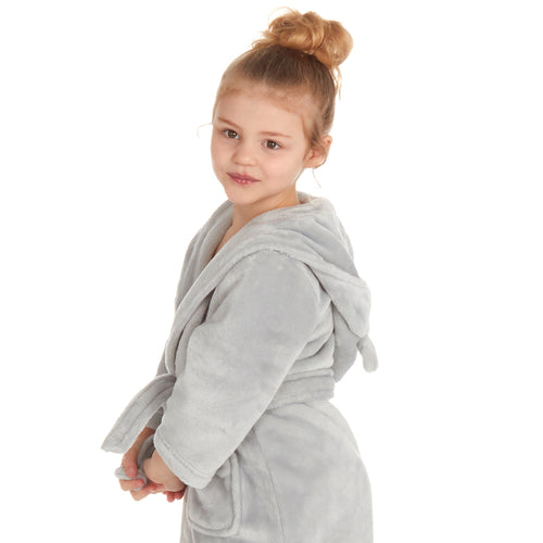 Girls Bear Ears Grey Robe