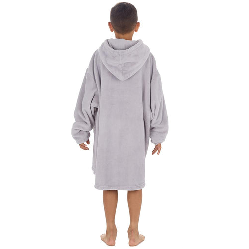 Boys Silver Grey Plain Oversized Blanket Hoodie