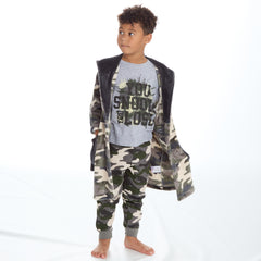 Boys Matching Nightwear Set Camo Printed Pyjamas and Dressing Gown