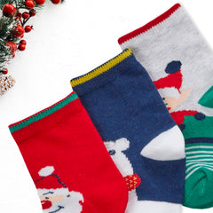 Babies Cotton Rich Christmas Design Socks 3 Pairs Santa