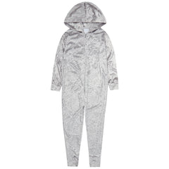 Girls Crushed Velvet Silver Onesie