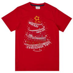 Kids Christmas Novelty Print Short Sleeve T-Shirt Red