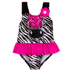 Girls Zebra One Piece Swimsuit