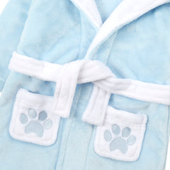 Kids Teddy Bear Dressing Gown with Hood Blue