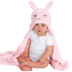 Baby Bunny Hooded Pink Blanket