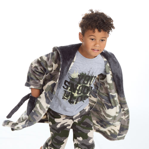 Boys Matching Nightwear Set Camo Printed Pyjamas and Dressing Gown