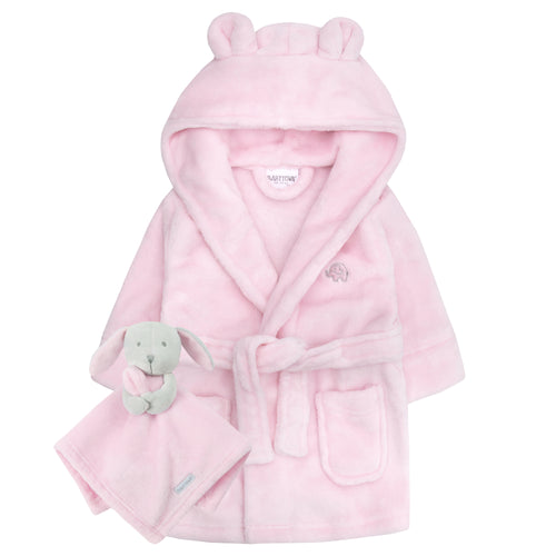 Baby Pink Bunny Robe and Comforter Set