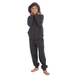 Boys Plain Cotton Rich Tracksuit Zip Up Hoodie and Joggers Set Charcoal