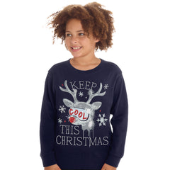 Kids Christmas Sweatshirt With Cuffed Hems Navy