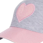 Girls Glitter Heart Baseball Cap