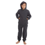 Boys Plain Cotton Rich Tracksuit Hooded Sweatshirt and Joggers Set Charcoal