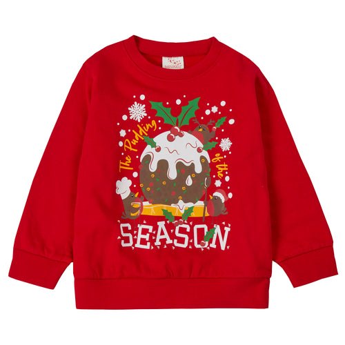 Infant Christmas Sweatshirt With Cuffed Hems Red