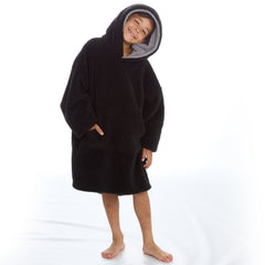 Boys Black Snuggle Oversized Blanket Hoodie