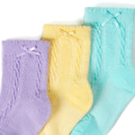 Baby Cable Bow Yellow Socks 3 Pairs