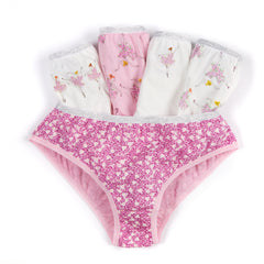 Girls 100% Cotton Ballerina Briefs 5 Pack