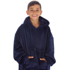 Boys Navy Shimmering Oversized Blanket Hoodie