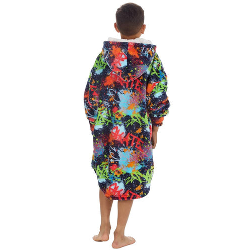 Boys Graffiti Print Oversized Blanket Hoodie