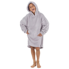 Boys Silver Grey Plain Oversized Blanket Hoodie