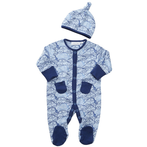 Baby Cars Vehicles Sleepsuit and Hat 2 Piece Set