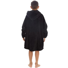 Boys Black Onyx Plain Oversized Blanket Hoodie