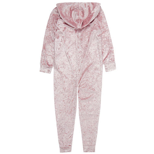 Girls Crushed Velvet Pink Onesie