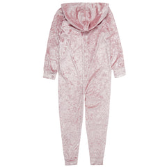 Girls Crushed Velvet Pink Onesie