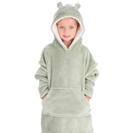 Personalised Infant Girls Bear Ears Sage Oversized Blanket Hoodie