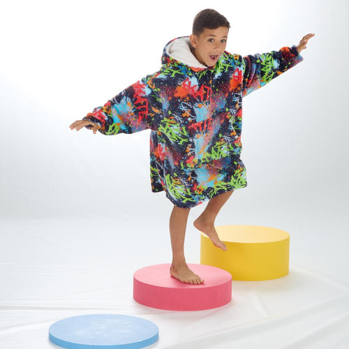 Boys Graffiti Print Oversized Blanket Hoodie