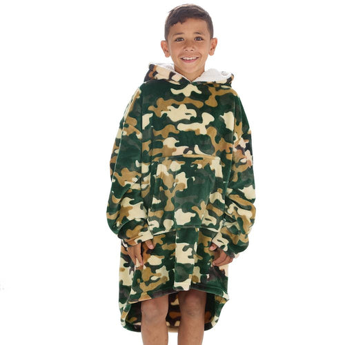 Boys Camo Print Oversized Blanket Hoodie