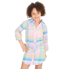 Girls Light Pink Check Lounge Shirt