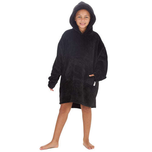 Girls Black Onyx Plain Oversized Blanket Hoodie