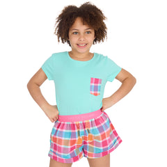 Girls Green Short Sleeved Pyjama Set