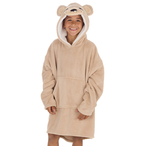 Boys Beige Teddy Oversized Blanket Hoodie