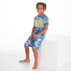 Boys Game Over Blue Tie Dye Nightwear Pyjama Set