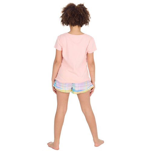 Girls Pink Short Sleeved Pyjama Set