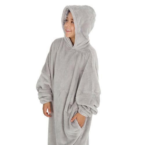 Boys Pastel Grey Oversized Hooded Blanket