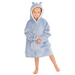 Personalised Infant Girls Bear Ears Dusky Blue Oversized Blanket Hoodie