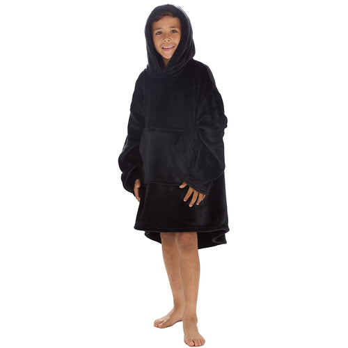 Boys Shimmering Black Oversized Blanket Hoodie